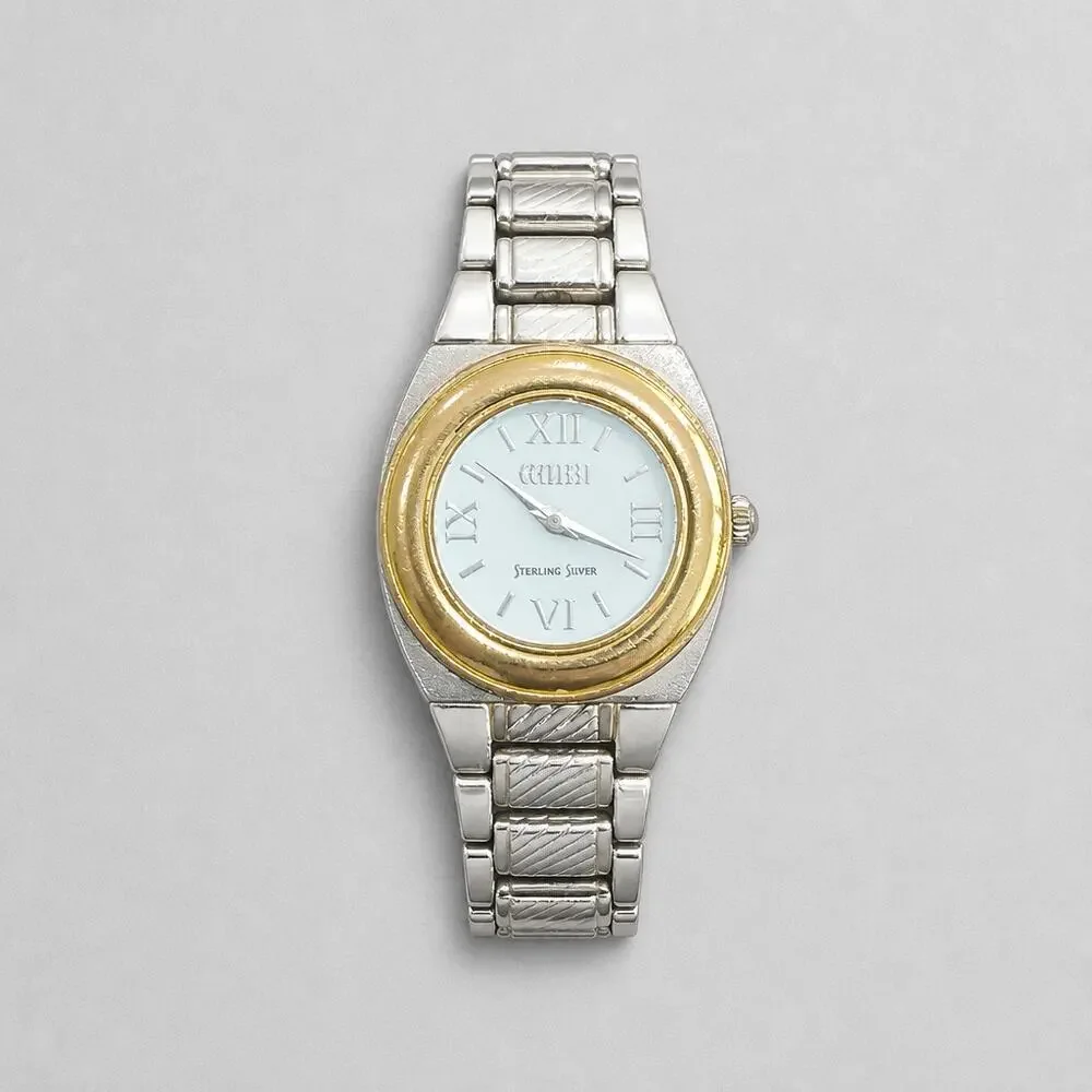 Ecclissi 33035 Sterling Silver 925 Two Tone Reversible Link Swivel Watch